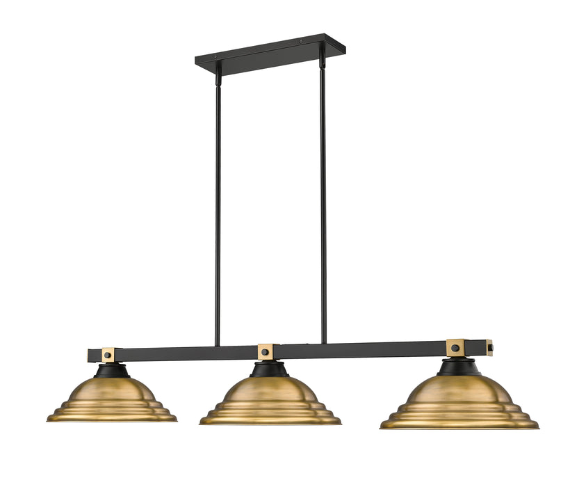 Billiard Z-Lite 1955-3MB-RB-SRB Matte Black + Rubbed Brass Bronte 3 Light Billiard Z-Lite