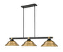 Billiard Z-Lite 1955-3MB-RB-SRB Matte Black + Rubbed Brass Bronte 3 Light Billiard Z-Lite
