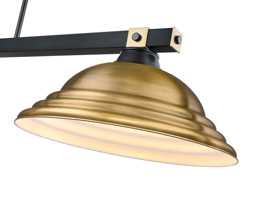 Billiard Z-Lite 1955-3MB-RB-SRB Matte Black + Rubbed Brass Bronte 3 Light Billiard Z-Lite