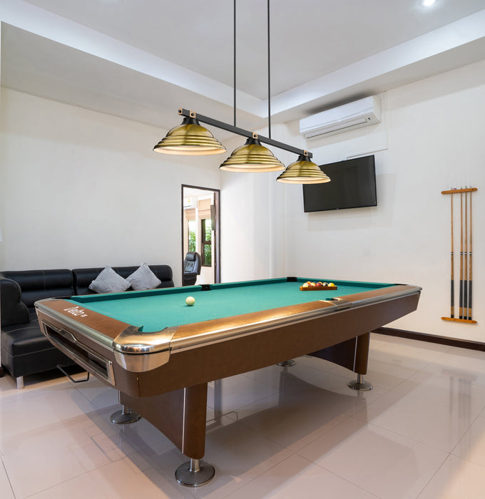 Billiard Z-Lite 1955-3MB-RB-SRB Matte Black + Rubbed Brass Bronte 3 Light Billiard Z-Lite