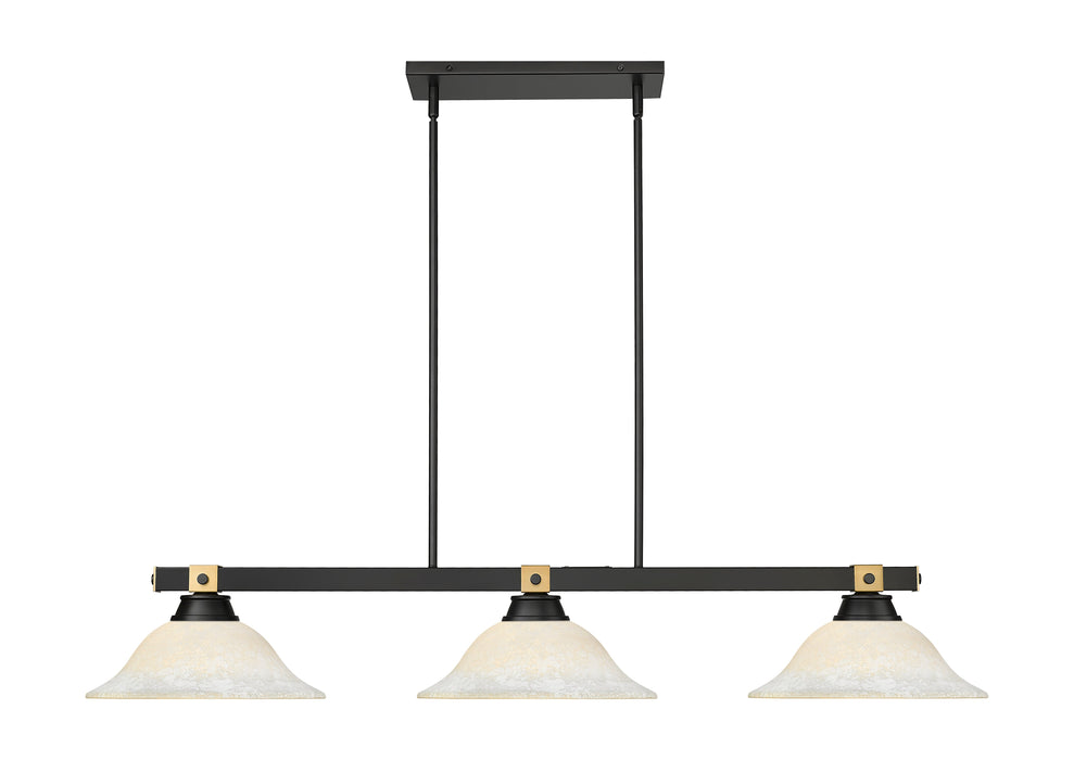 Billiard Z-Lite 1955-3MB-RB-WM16 Matte Black + Rubbed Brass Bronte 3 Light Billiard Z-Lite