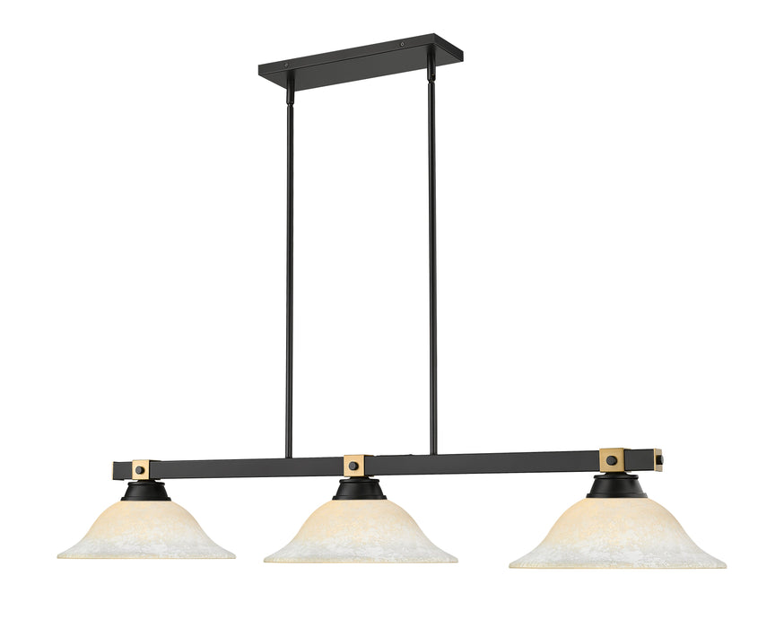 Billiard Z-Lite 1955-3MB-RB-WM16 Matte Black + Rubbed Brass Bronte 3 Light Billiard Z-Lite