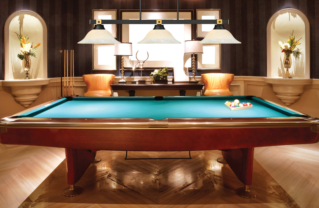 Billiard Z-Lite 1955-3MB-RB-WM16 Matte Black + Rubbed Brass Bronte 3 Light Billiard Z-Lite