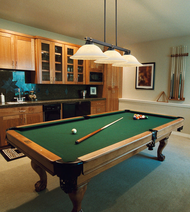 Billiard Z-Lite 1955-3MB-RB-WM16 Matte Black + Rubbed Brass Bronte 3 Light Billiard Z-Lite