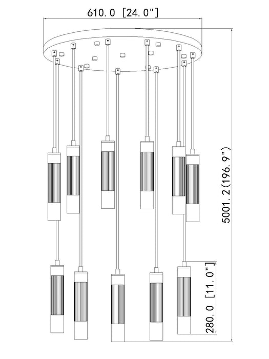Chandelier Z-Lite 1956P-11R-MB Matte Black Stari 11 Light Chandelier Z-Lite
