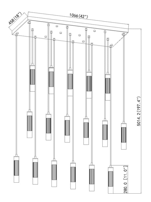 Linear Chandelier Z-Lite 1956P-17L-MB Matte Black Stari 17 Light Linear Chandelier Z-Lite