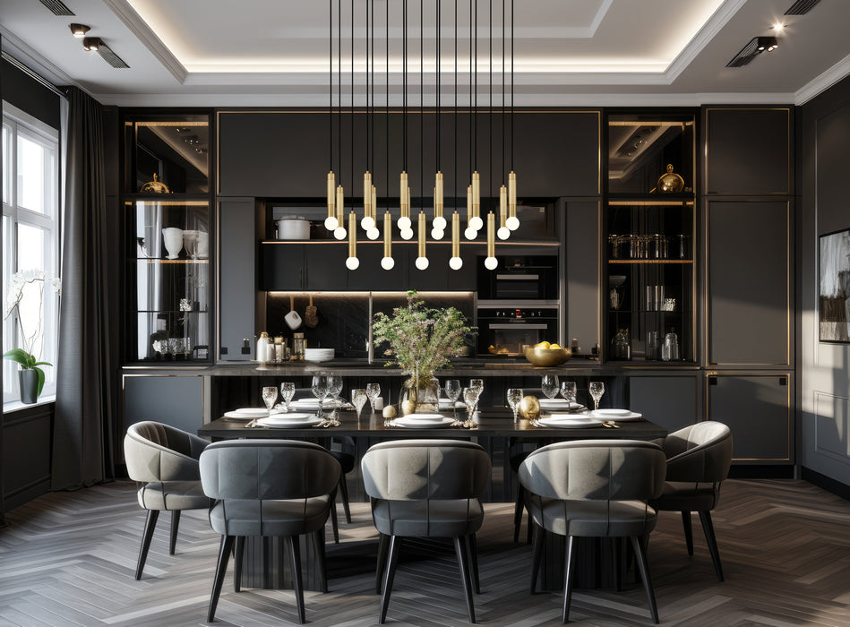 Linear Chandelier Z-Lite 1956P-17L-MGLD Modern Gold Stari 17 Light Linear Chandelier Z-Lite