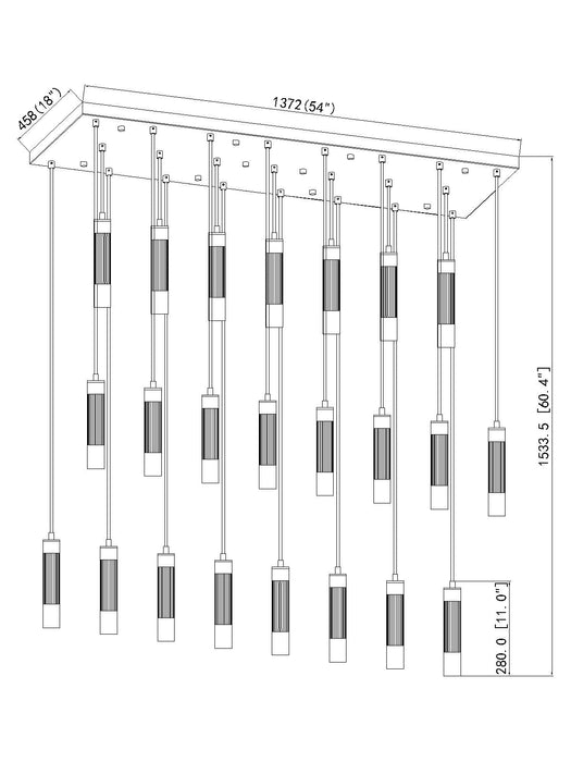 Linear Chandelier Z-Lite 1956P-23L-BN Brushed Nickel Stari 23 Light Linear Chandelier Z-Lite