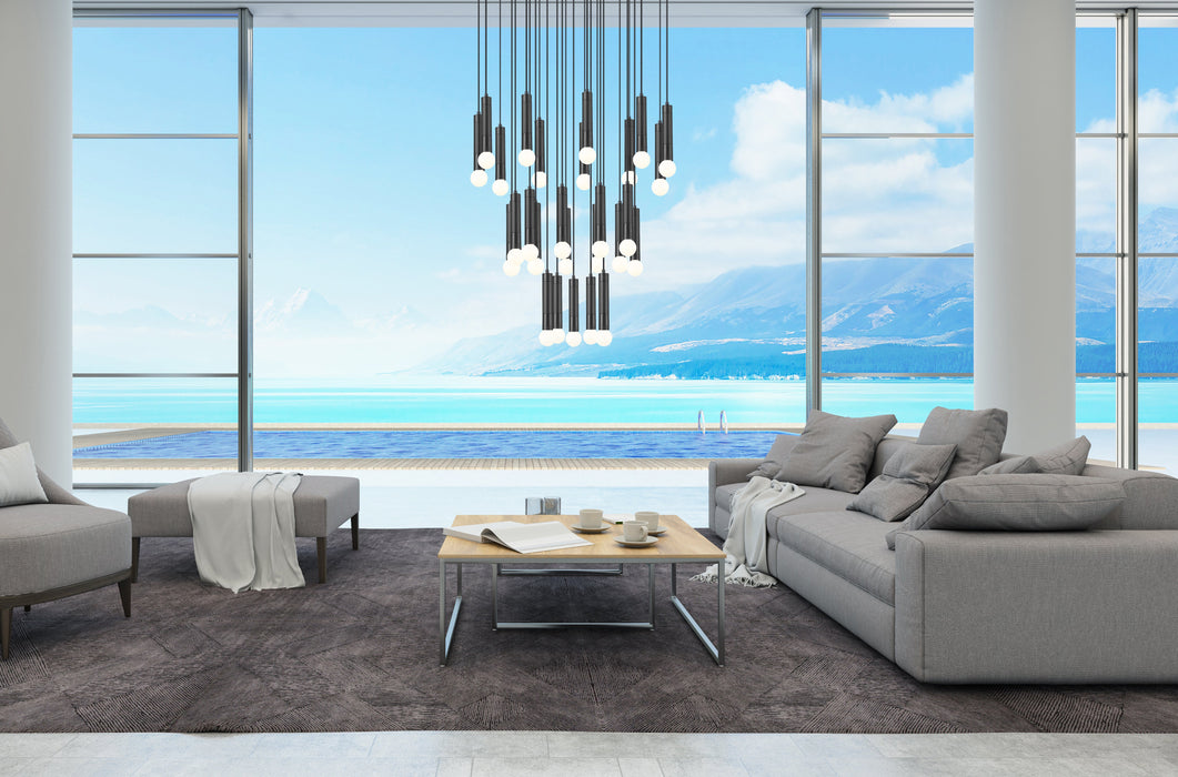 Chandelier Z-Lite 1956P-27R-MB Matte Black Stari 27 Light Chandelier Z-Lite