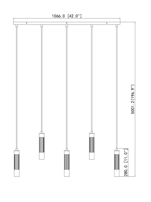 Linear Chandelier Z-Lite 1956P-5L-BN Brushed Nickel Stari 5 Light Linear Chandelier Z-Lite