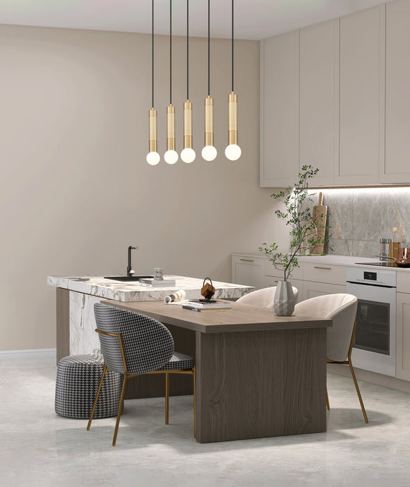 Linear Chandelier Z-Lite 1956P-5L-MGLD Modern Gold Stari 5 Light Linear Chandelier Z-Lite