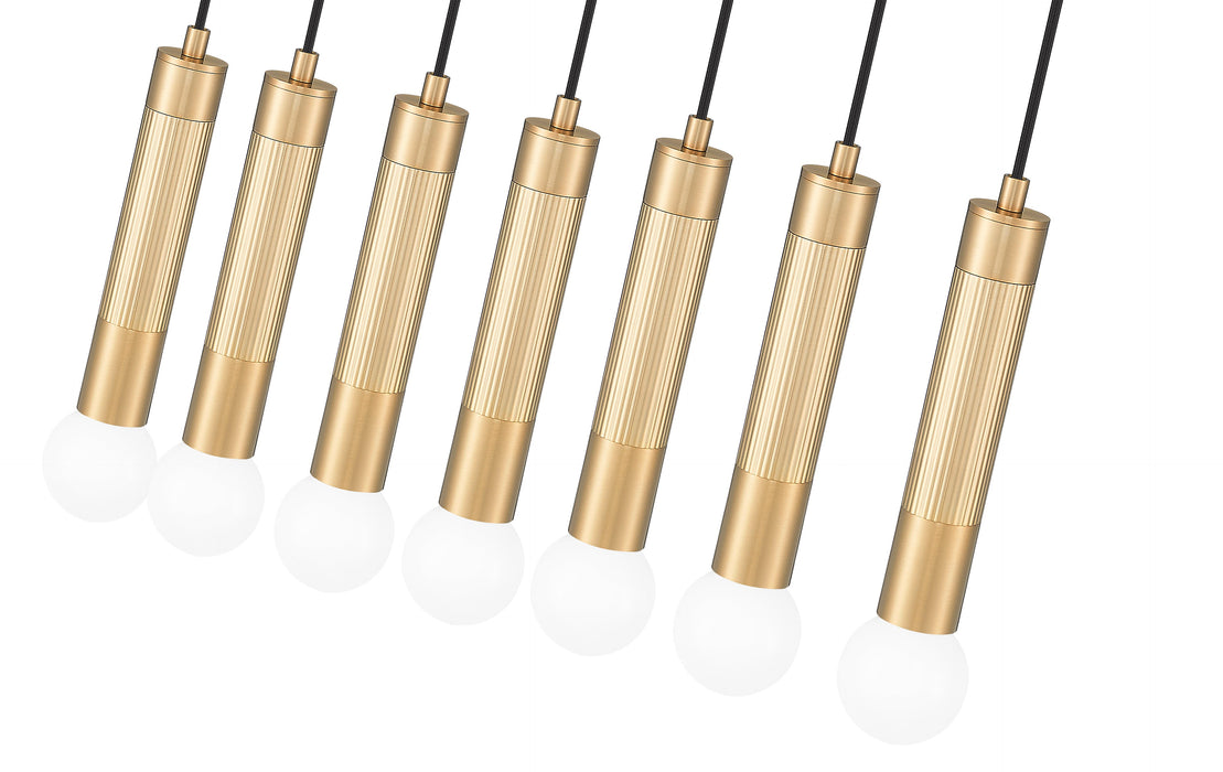 Linear Chandelier Z-Lite 1956P-7L-MGLD Modern Gold Stari 7 Light Linear Chandelier Z-Lite