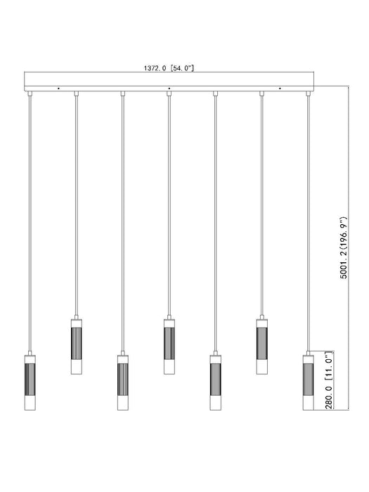 Linear Chandelier Z-Lite 1956P-7L-MGLD Modern Gold Stari 7 Light Linear Chandelier Z-Lite