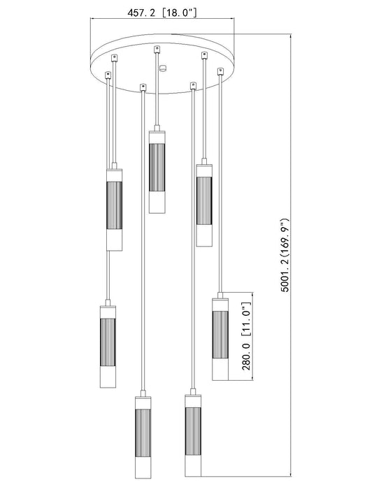 Chandelier Z-Lite 1956P-7R-MGLD Modern Gold Stari 7 Light Chandelier Z-Lite