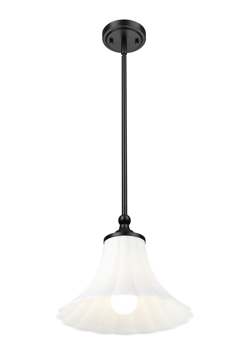Pendant Z-Lite 1958P12-MB Matte Black Fleur 1 Light Pendant Z-Lite