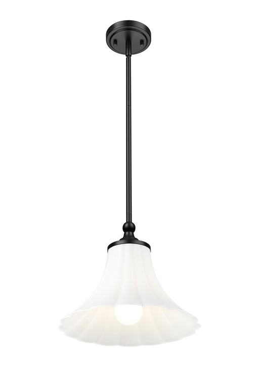 Pendant Z-Lite 1958P12-MB Matte Black Fleur 1 Light Pendant Z-Lite