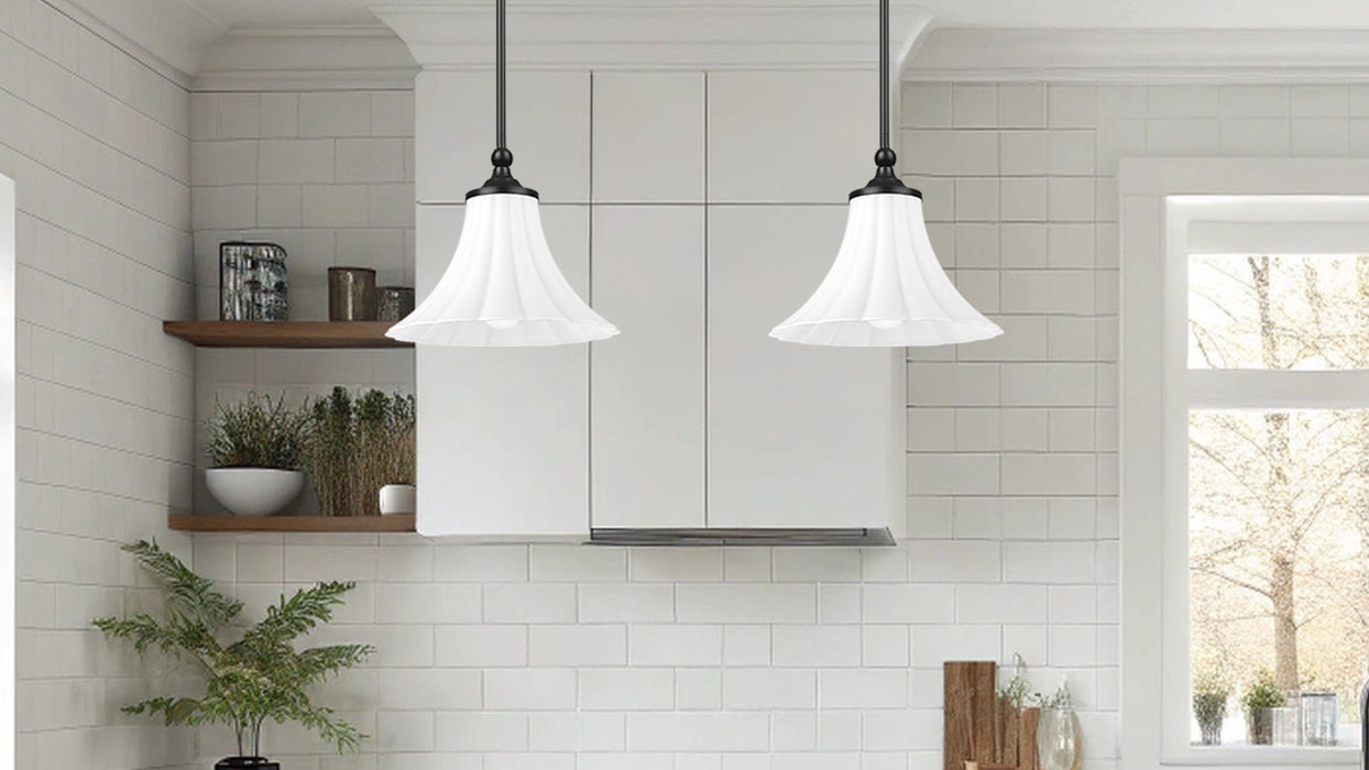 Pendant Z-Lite 1958P12-MB Matte Black Fleur 1 Light Pendant Z-Lite