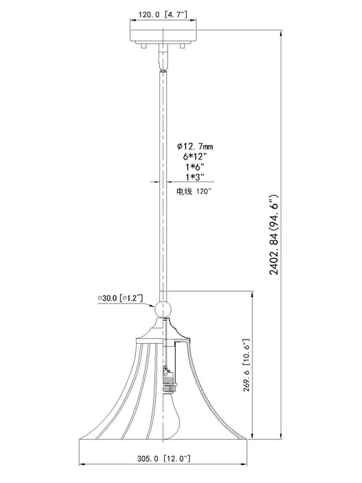 Pendant Z-Lite 1958P12-MGLD Modern Gold Fleur 1 Light Pendant Z-Lite