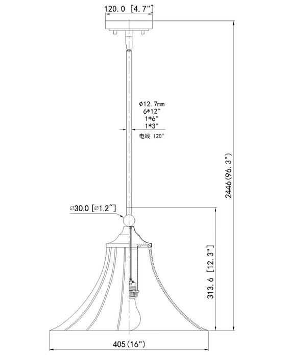 Pendant Z-Lite 1958P16-MB Matte Black Fleur 1 Light Pendant Z-Lite