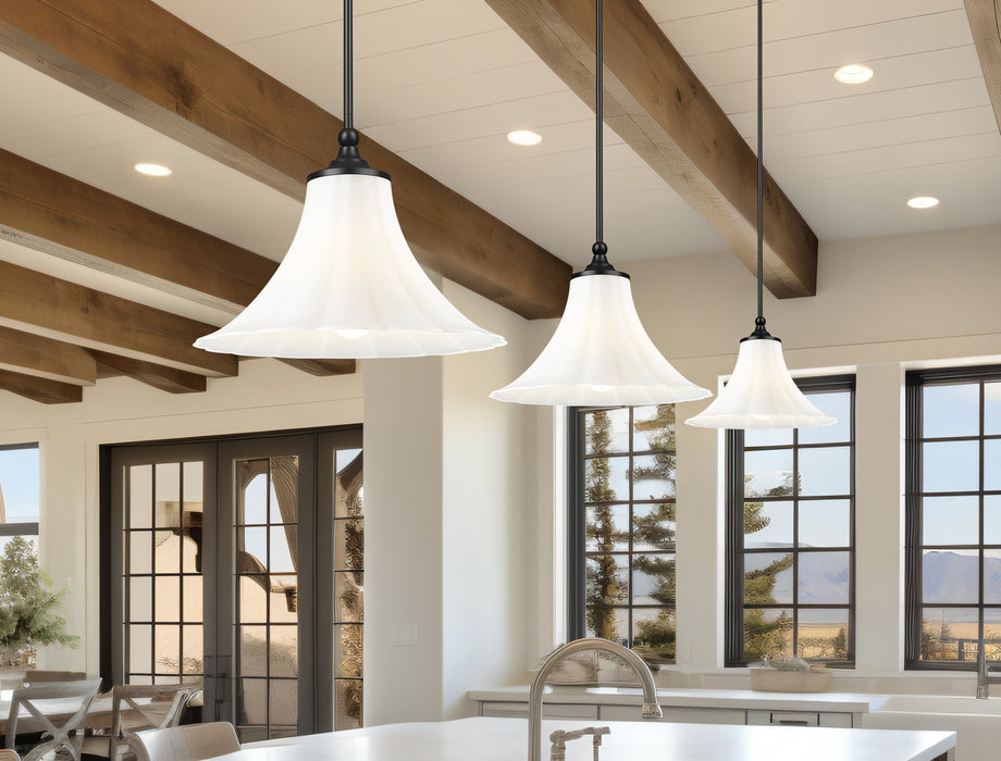 Pendant Z-Lite 1958P16-MB Matte Black Fleur 1 Light Pendant Z-Lite