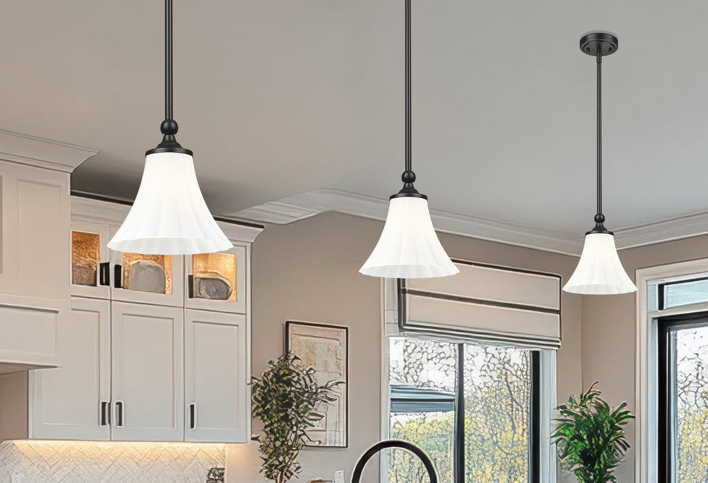 Pendant Z-Lite 1958P8-MB Matte Black Fleur 1 Light Pendant Z-Lite