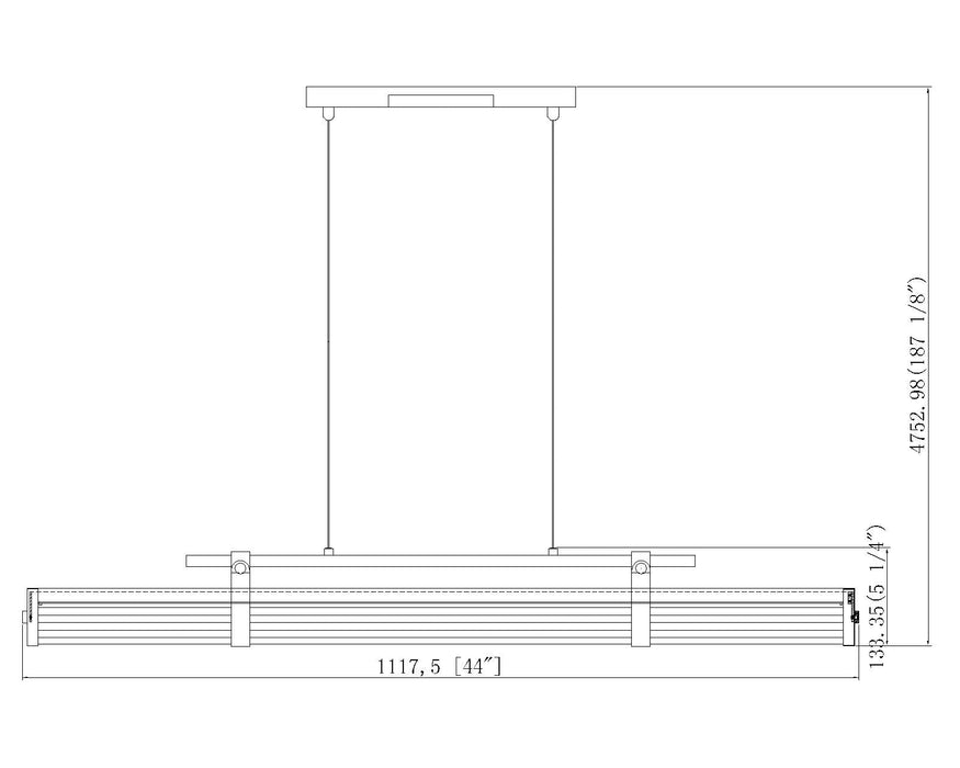 Linear Chandelier Z-Lite 1959-44L-MB-LED Matte Black Benoit 1 Light Linear Chandelier Z-Lite