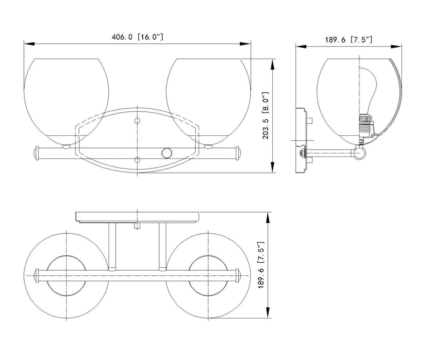 Vanity Z-Lite 1963-2V-CH Chrome Colette 2 Light Vanity Z-Lite