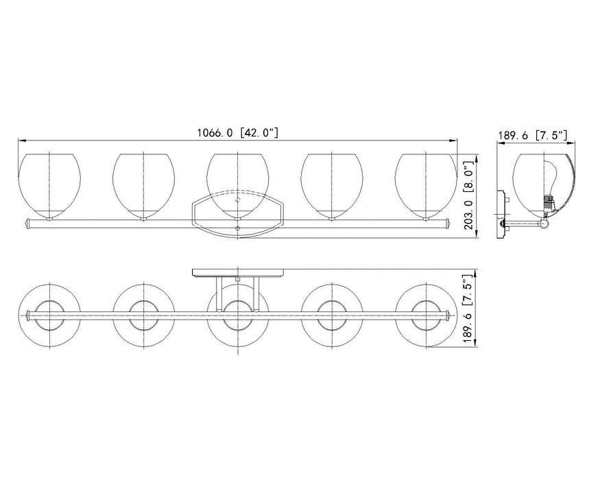 Vanity Z-Lite 1963-5V-CH Chrome Colette 5 Light Vanity Z-Lite