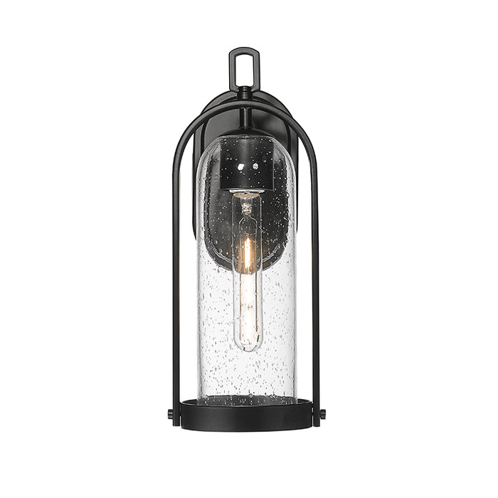Millennium Lighting 199501-PBK Luxio 1-Light Outdoor Wall Sconce with Clear Seeded Glass