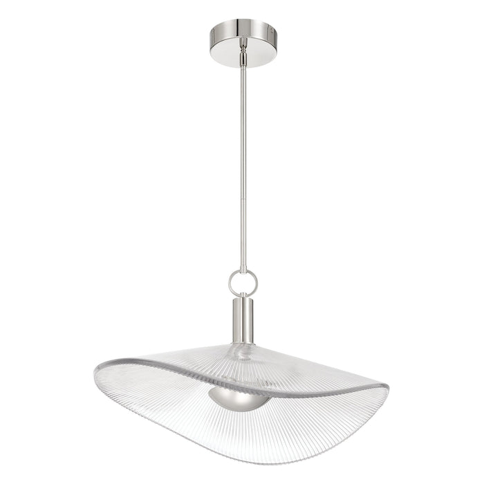 Convertible Pendant Thesis 207394A Novella 24 inch Polished Nickel LED Convertible Pendant with Clear Ribbed Glass Shade THESIS