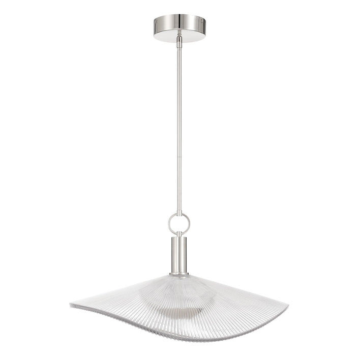 Convertible Pendant Thesis 207394A Novella 24 inch Polished Nickel LED Convertible Pendant with Clear Ribbed Glass Shade THESIS