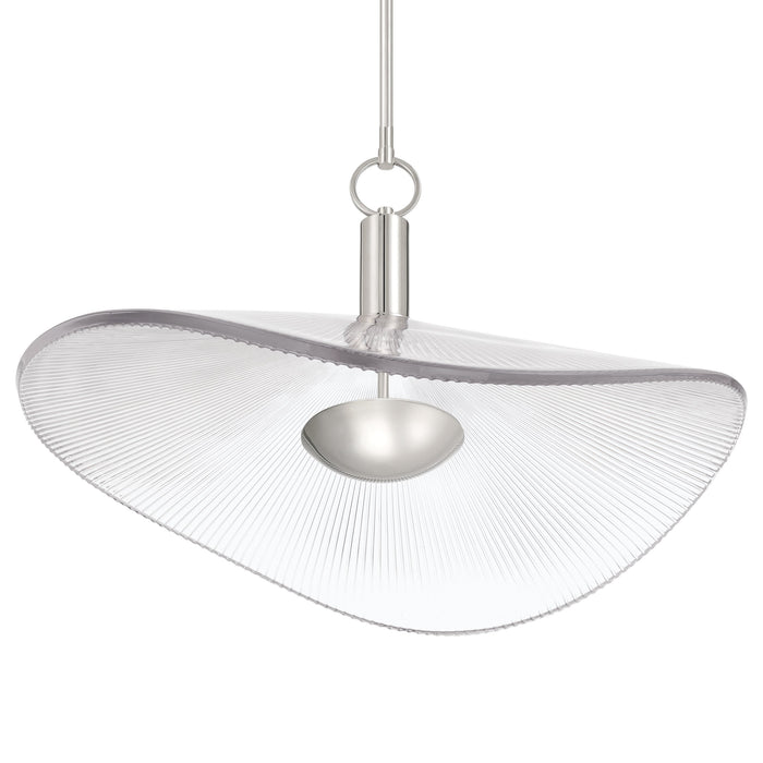 Convertible Pendant Thesis 207394A Novella 24 inch Polished Nickel LED Convertible Pendant with Clear Ribbed Glass Shade THESIS