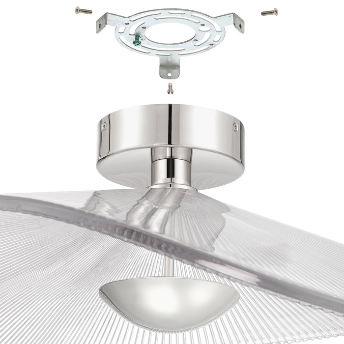 Convertible Pendant Thesis 207394A Novella 24 inch Polished Nickel LED Convertible Pendant with Clear Ribbed Glass Shade THESIS