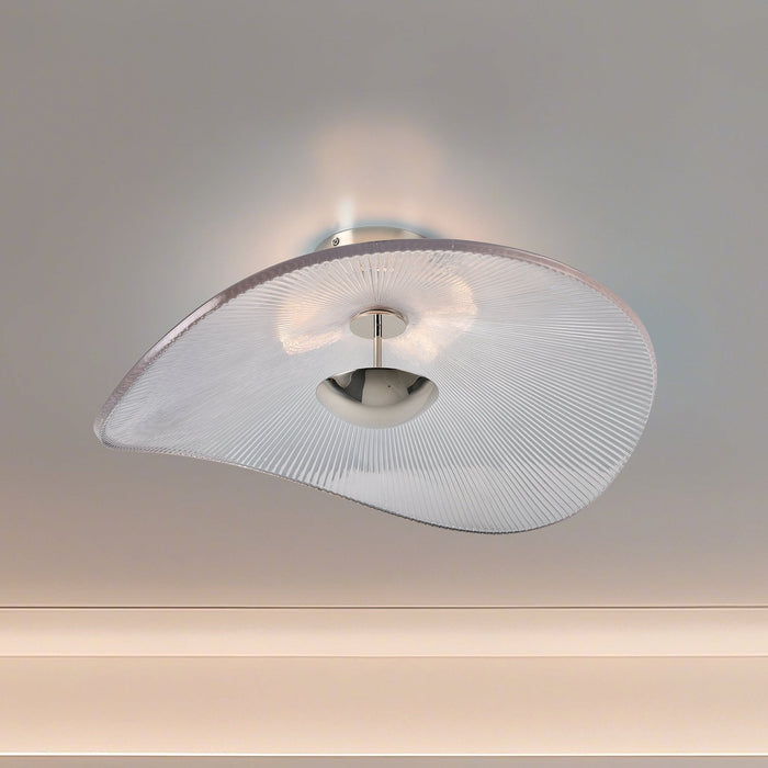 Convertible Pendant Thesis 207394A Novella 24 inch Polished Nickel LED Convertible Pendant with Clear Ribbed Glass Shade THESIS