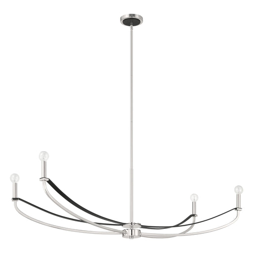 Chandelier Thesis 207889A Sussex 47 inch 4 light Polished Nickel and Black Faux Leather Linear Chandelier THESIS