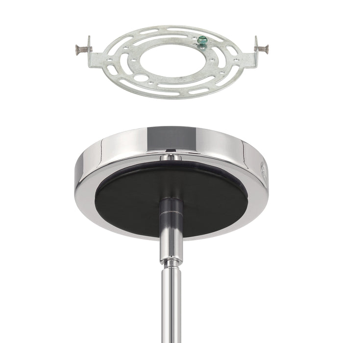 Chandelier Thesis 207889A Sussex 47 inch 4 light Polished Nickel and Black Faux Leather Linear Chandelier THESIS