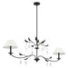 Chandelier Thesis 207346A Presley 56 inch 2 light Textured Black Linear Chandelier with Clear Glass Drops and White Linen Shades THESIS