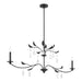 Chandelier Thesis 207346A Presley 56 inch 2 light Textured Black Linear Chandelier with Clear Glass Drops and White Linen Shades THESIS
