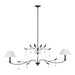 Chandelier Thesis 207346A Presley 56 inch 2 light Textured Black Linear Chandelier with Clear Glass Drops and White Linen Shades THESIS
