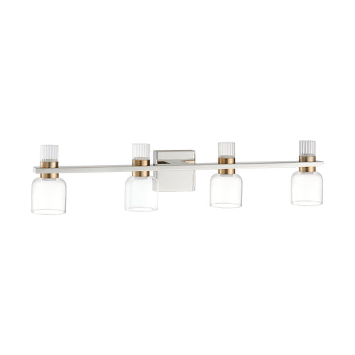 Vanity Light Thesis 207682A Amelia 34 inch 8 light Polished Nickel and Champagne Gold 5CCT LED Vanity Light with Clear and Clear Ribbed Glass THESIS