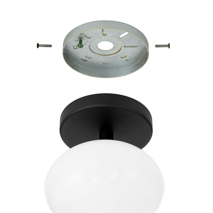 Semi-Flush Mount Thesis 207388A Julep 6 inch 1 light Matte Black Semi Flush Mount with Opal Glass Shade THESIS