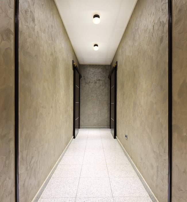 Semi-Flush Mount Thesis 207388A Julep 6 inch 1 light Matte Black Semi Flush Mount with Opal Glass Shade THESIS