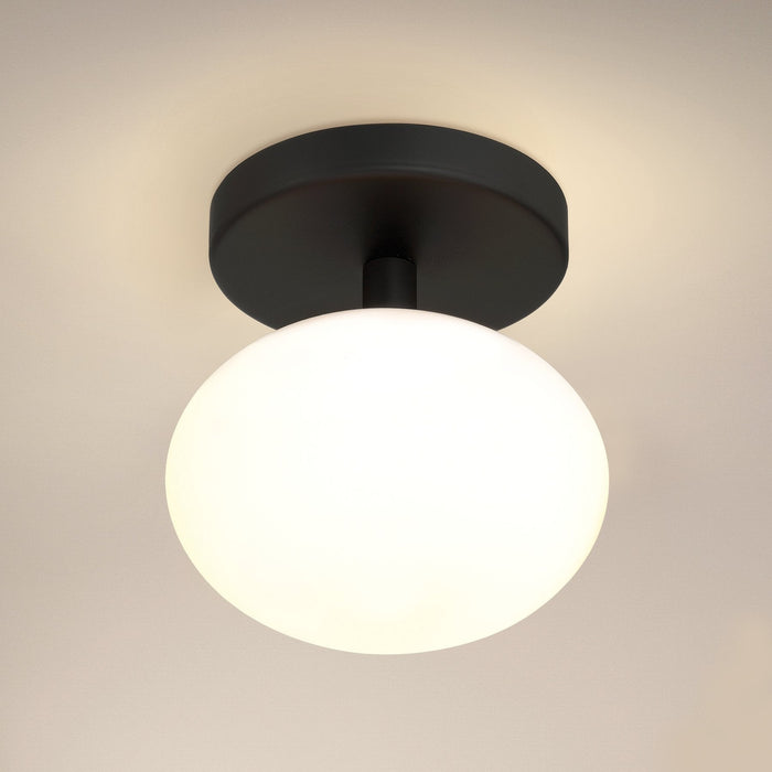 Semi-Flush Mount Thesis 207388A Julep 6 inch 1 light Matte Black Semi Flush Mount with Opal Glass Shade THESIS
