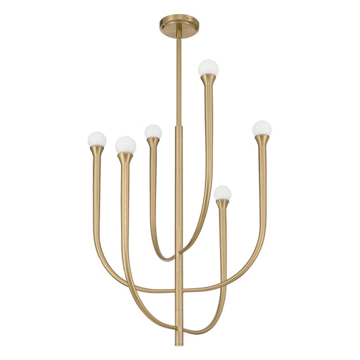 Chandelier Thesis 207256A Dahlia 23 inch 6 light Brass Chandelier with Opal Glass Shades THESIS