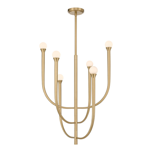 Chandelier Thesis 207256A Dahlia 23 inch 6 light Brass Chandelier with Opal Glass Shades THESIS