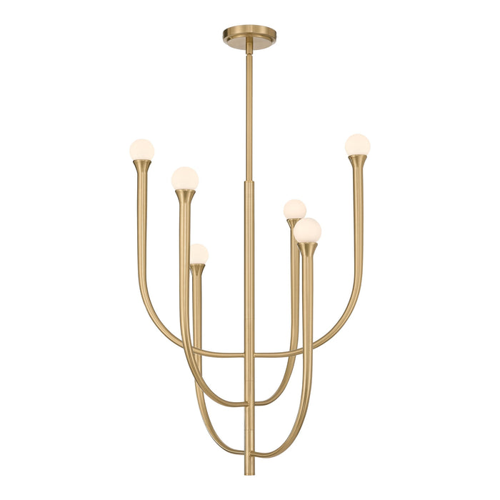 Chandelier Thesis 207256A Dahlia 23 inch 6 light Brass Chandelier with Opal Glass Shades THESIS