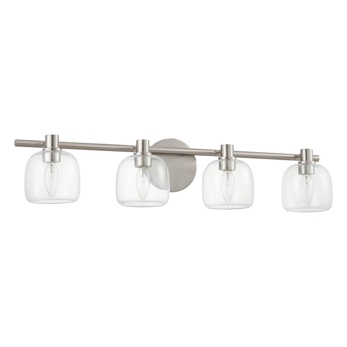 Vanity Light Thesis 207021A Valentina 30 inch 4 light Brushed Nickel Vanity Light with Clear Glass Shades THESIS
