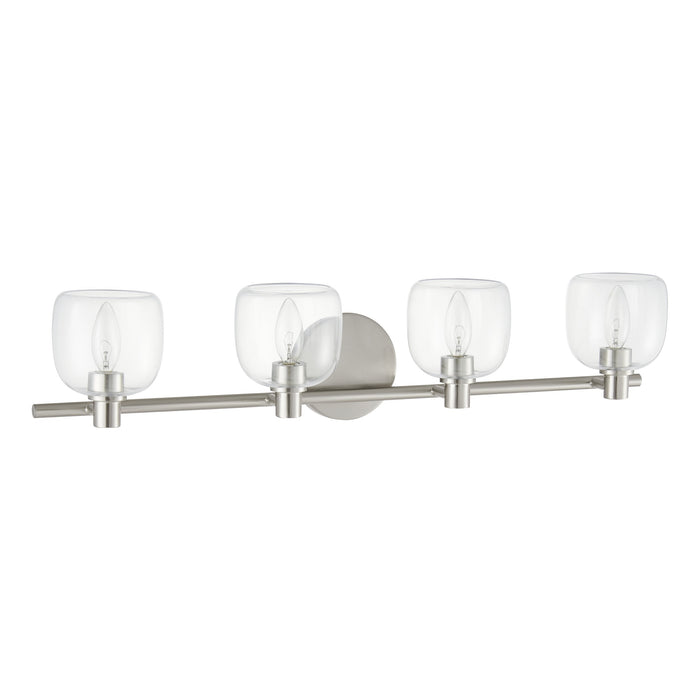 Vanity Light Thesis 207021A Valentina 30 inch 4 light Brushed Nickel Vanity Light with Clear Glass Shades THESIS