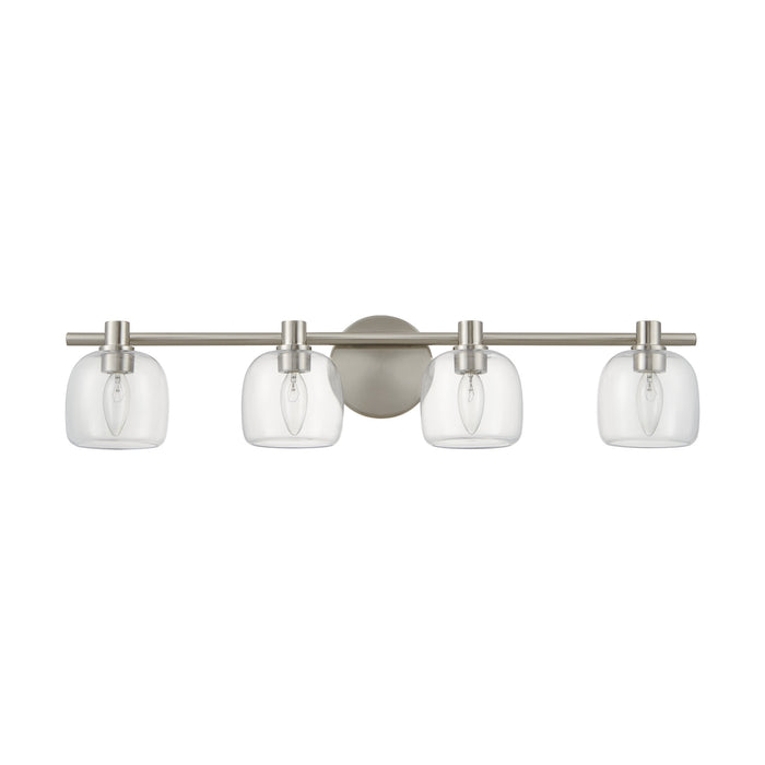 Vanity Light Thesis 207021A Valentina 30 inch 4 light Brushed Nickel Vanity Light with Clear Glass Shades THESIS