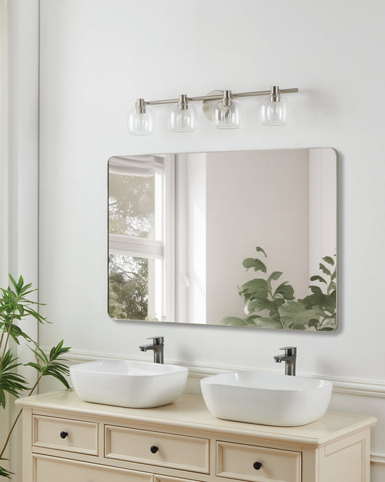 Vanity Light Thesis 207021A Valentina 30 inch 4 light Brushed Nickel Vanity Light with Clear Glass Shades THESIS